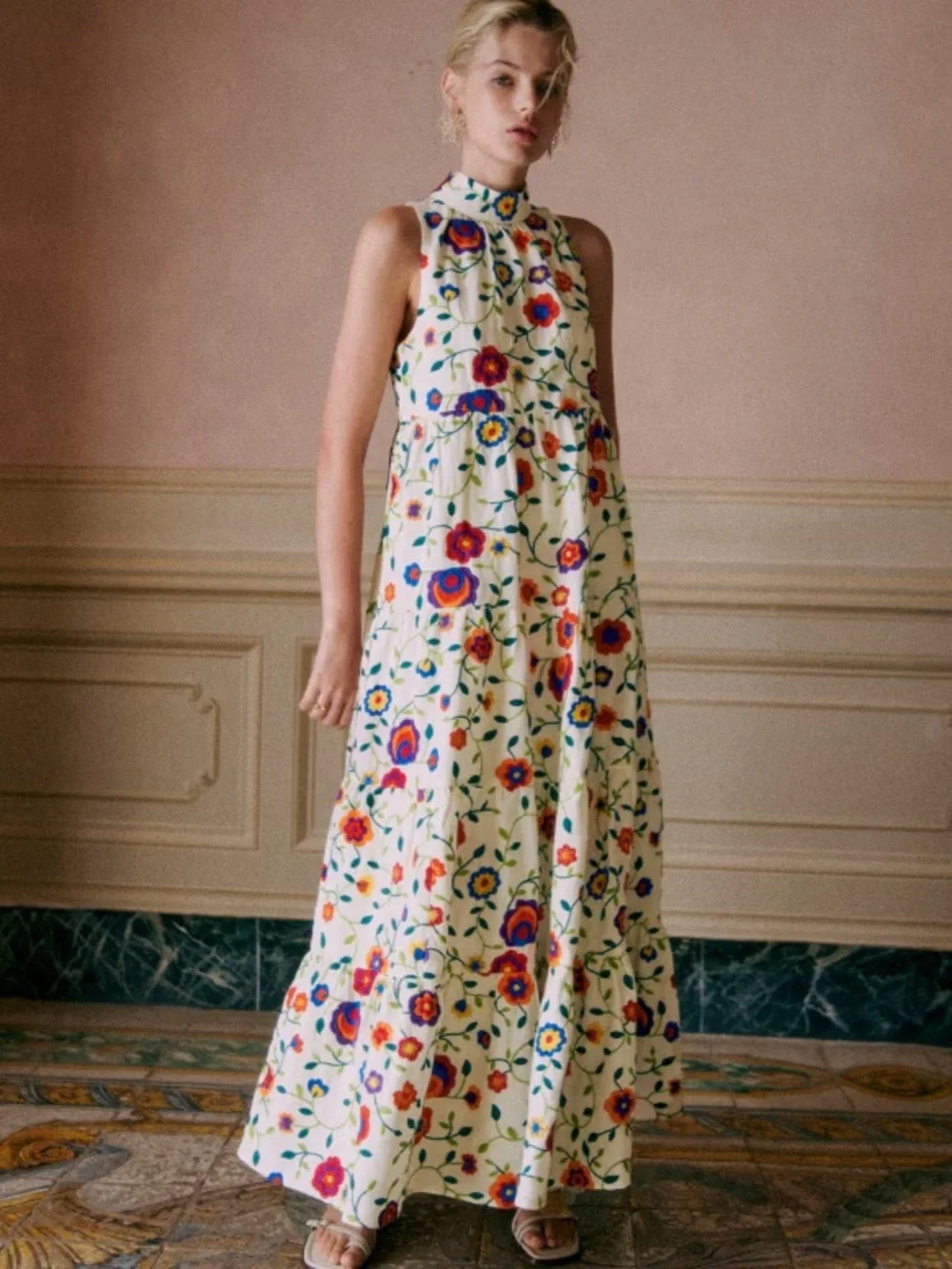 NWT Sézane Olympia Dress in Multicolor Embroidery Size 4/36